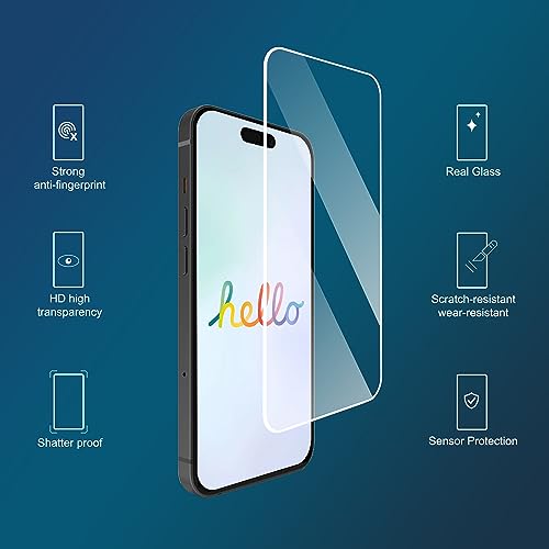 Ailun Glass Screen Protector for iPhone 14 / iPhone 13 / iPhone 13 Pro [6.1 Inch] Display 3 Pack Tempered Glass, Case Friendly